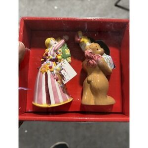 Nikko Christmas Ceramic 3D Doll and Bear Salt and Pepper Shakers Set‎ in Box